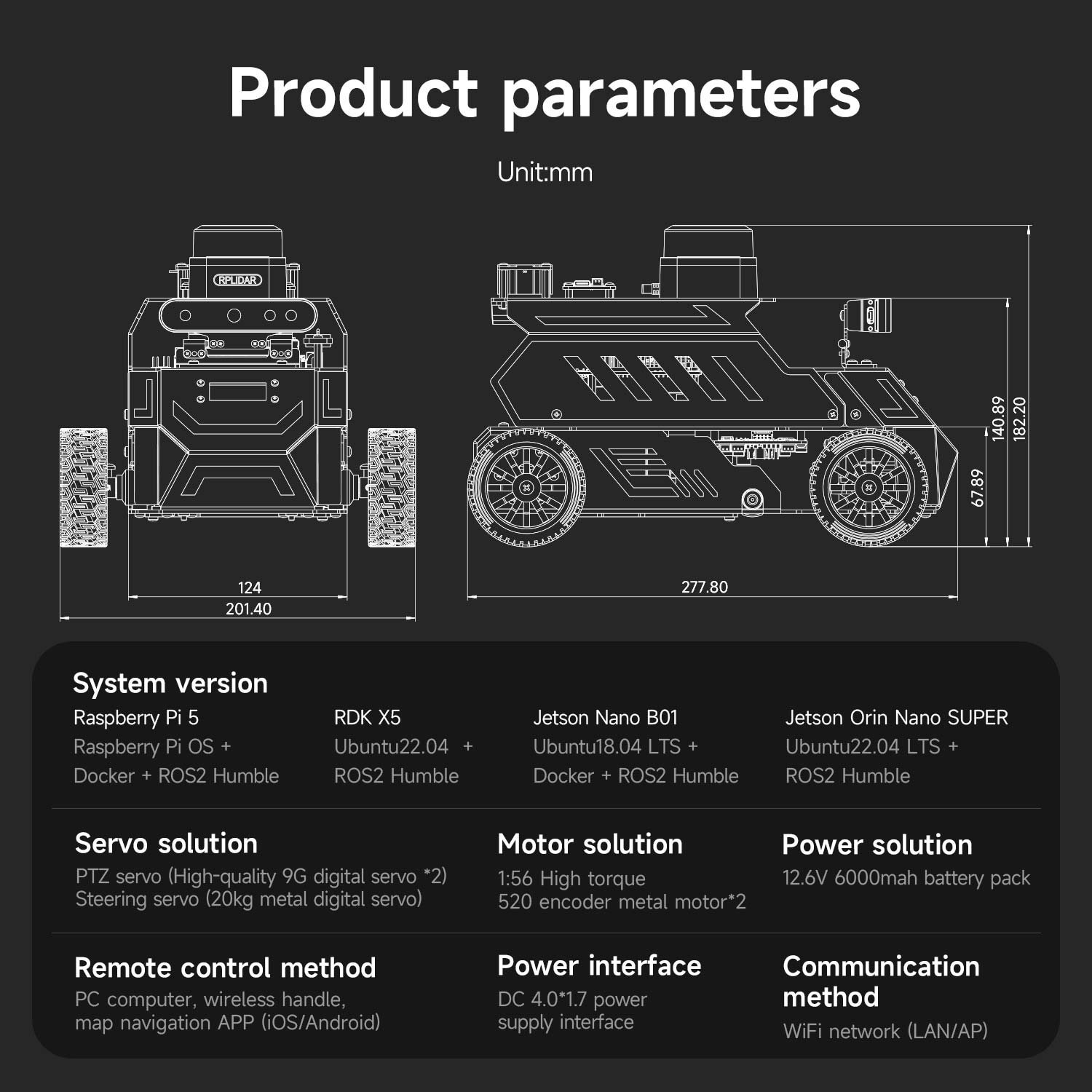 ROSMASTER A1  Product parameters