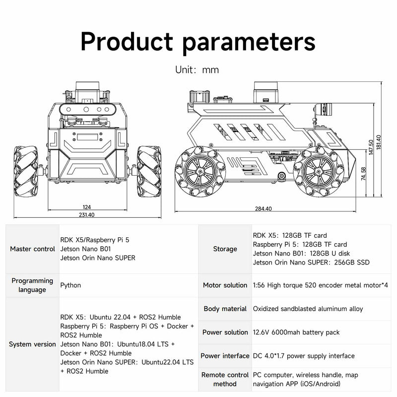 ROSMASTER M1 AI Large Model ROS2 Robot with Mecanum Wheel for Jetson NANO 4GB/Orin NANO SUPER/RDK X5/RaspberryPi 5