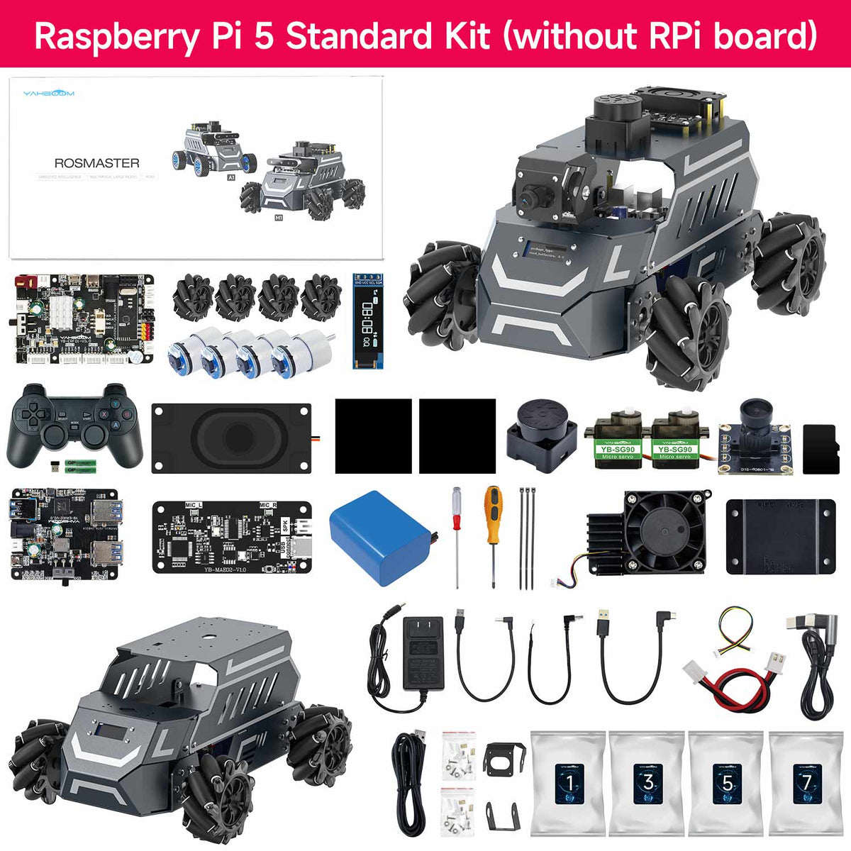 ROSMASTER M1 AI LLM ROS2 Robot with Mecanum Wheel for Jetson NANO