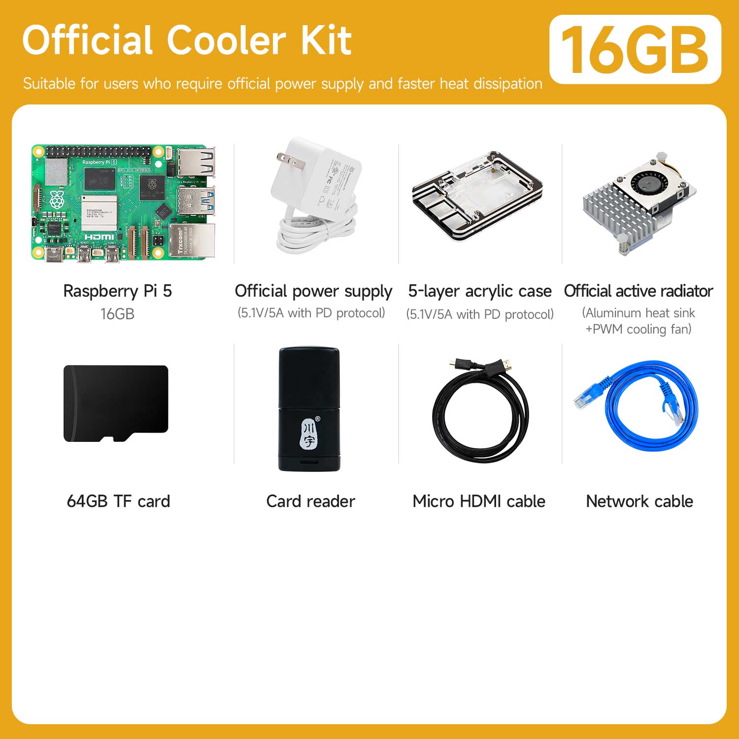 Raspberry Pi 5 AI Large Model Board and Starter Kit(1G/2G/4G/8G/16G)