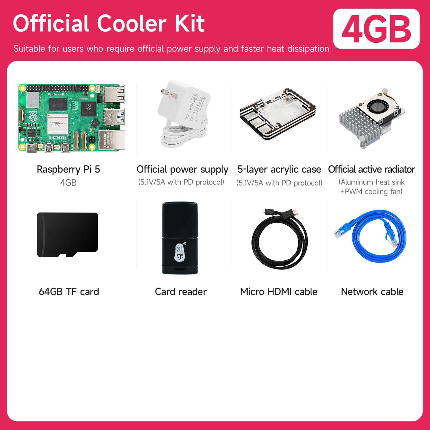 Raspberry Pi 5 AI Large Model Board and Starter Kit(1G/2G/4G/8G/16G)