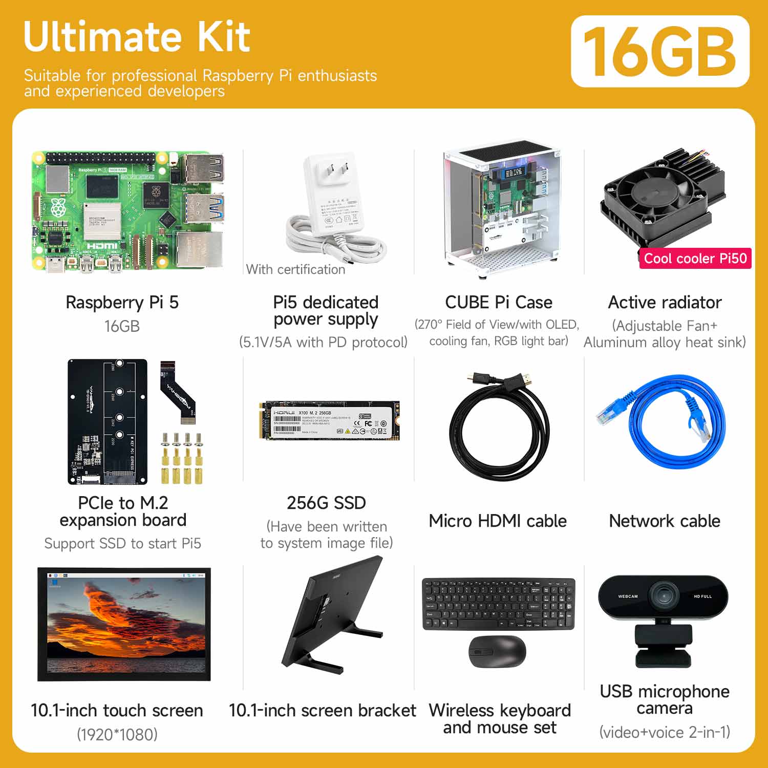 Raspberry Pi 5 AI Large Model Board and Starter Kit(1G/2G/4G/8G/16G)