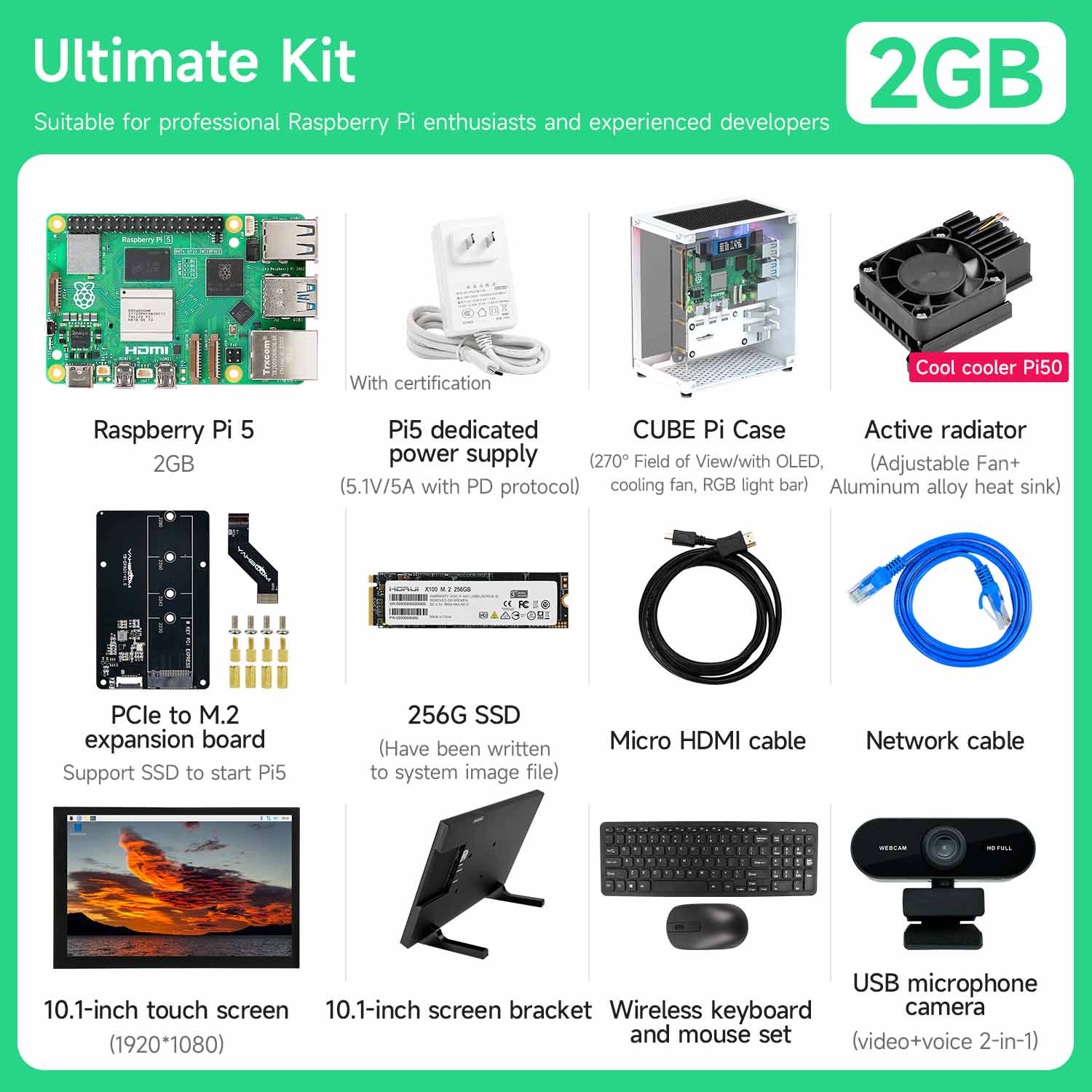 Raspberry Pi 5 AI Large Model Board and Starter Kit(1G/2G/4G/8G/16G)