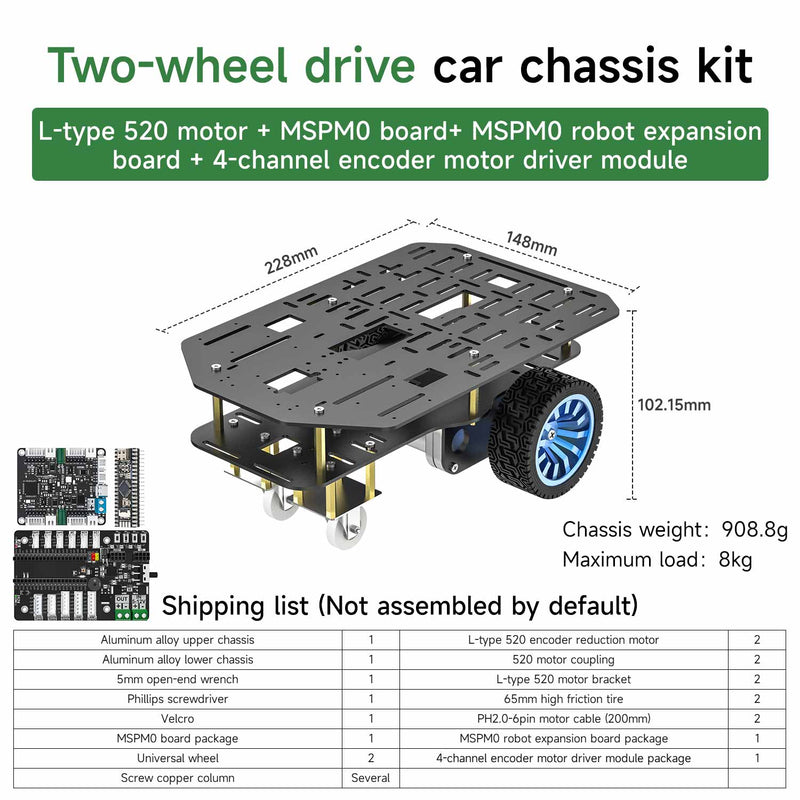 Yahboom MSPM0 Smart Robot Car Aluminum Alloy Chassis Kit
