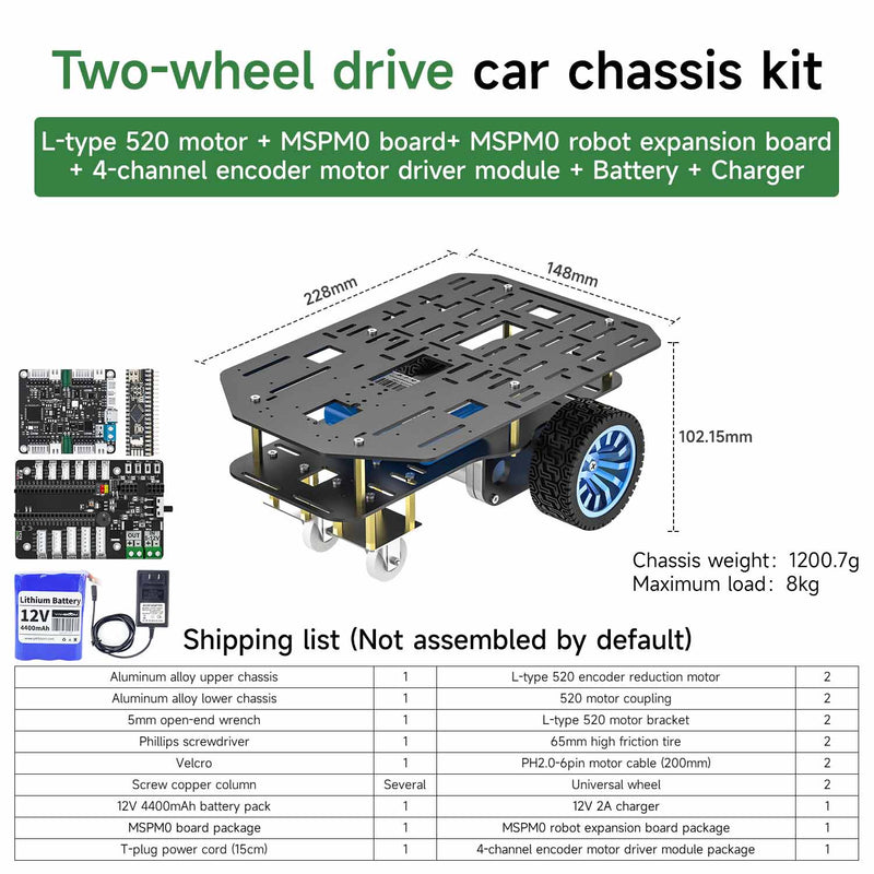 Yahboom MSPM0 Smart Robot Car Aluminum Alloy Chassis Kit