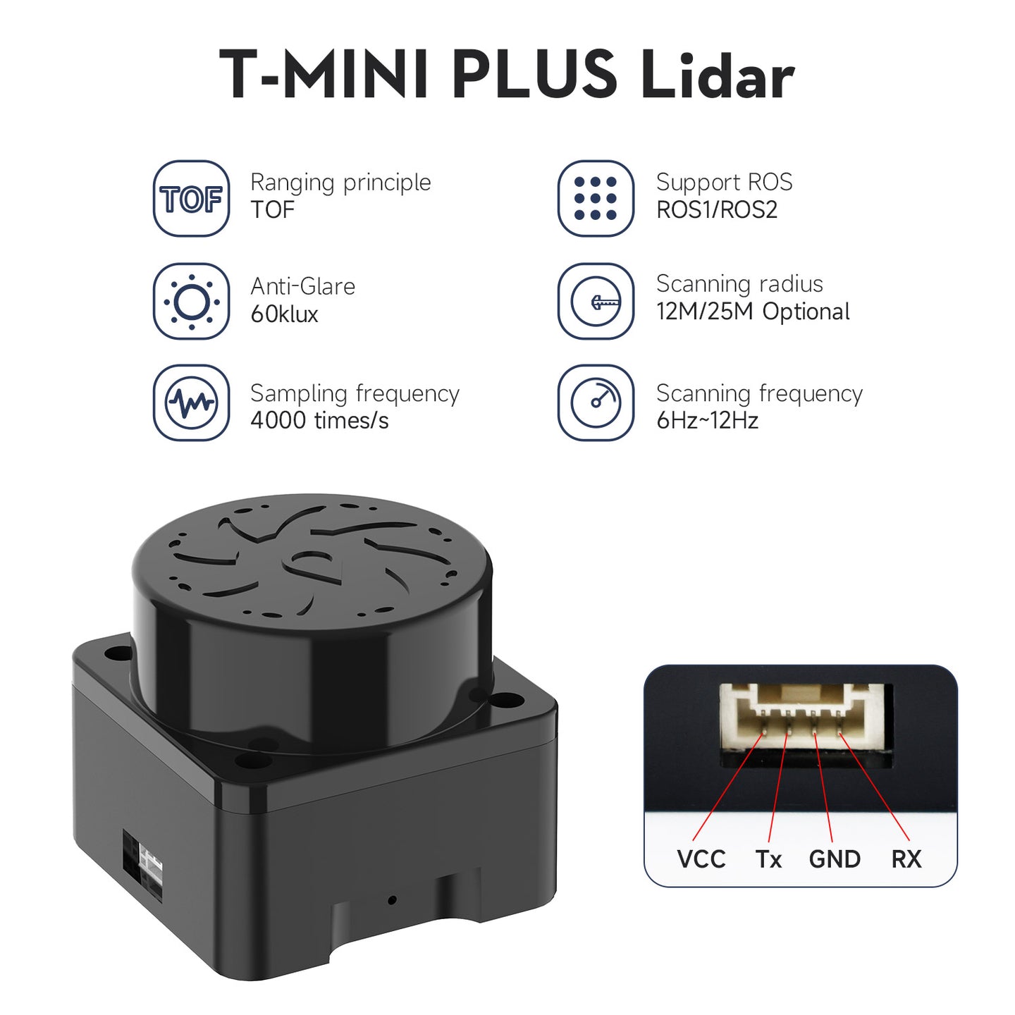 T-MINI-Plus Lidar TOF Ranging 12M and 25M support ROS1 ROS2