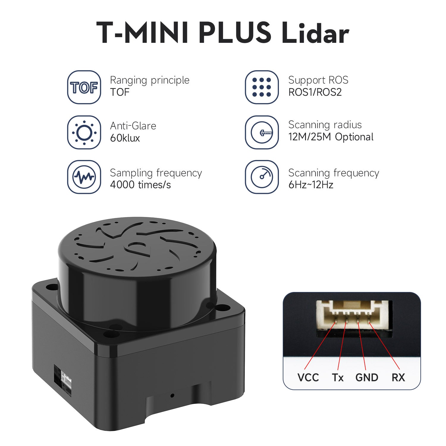 T-MINI-Plus Lidar TOF télémétrie 12M compatible ROS1 ROS2