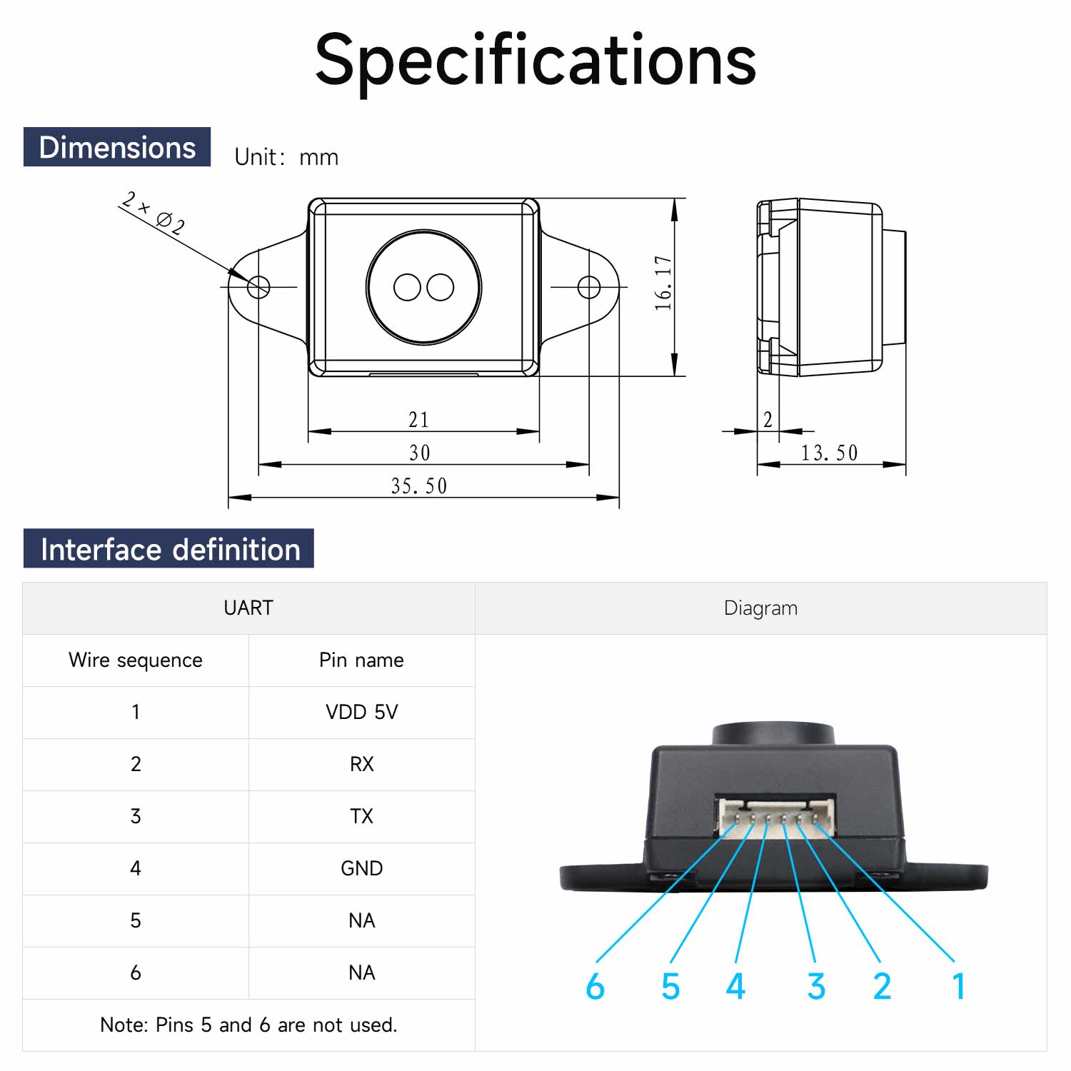 Yahboom TinyF Laser Ranging Module for Robot Car Distance Measurement