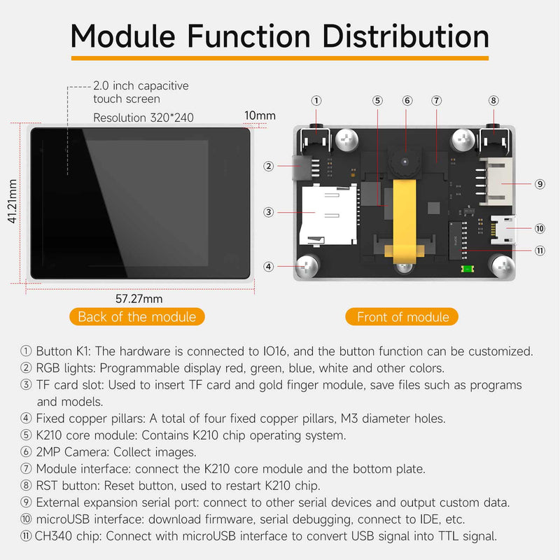 K210 Visual Recognition Module with Serial Port for Image Processing