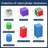 Collection of cube and cylinder blocks with dimensions labeled on a blue background