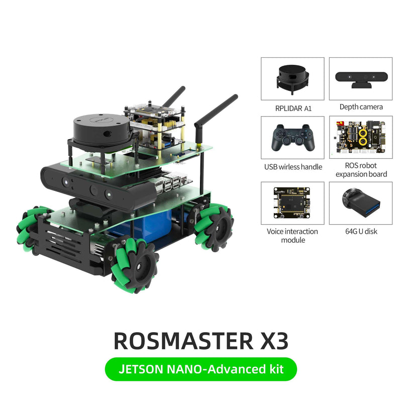 ROSMASTER X3 ROS Robot with Mecanum Wheel for Jetson NANO 4GB/Xavier NX/TX2 NX/RaspberryPi 4B - Yahboom