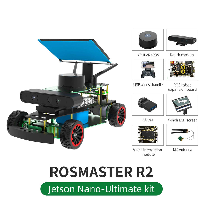 ROSMASTER R2 ROS Robot with Ackermann structure for Jetson NANO 4GB/Xavier NX/TX2 NX/RaspberryPi 4B - Yahboom