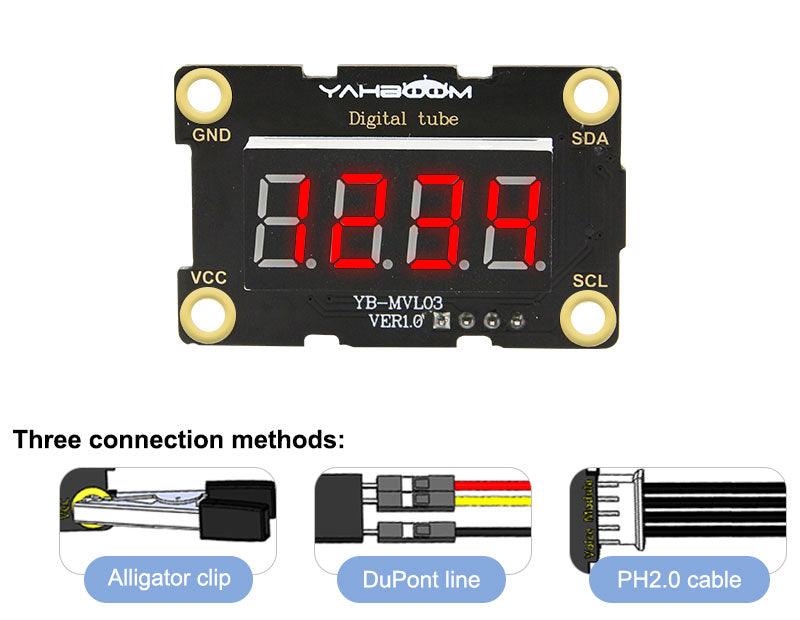 Yahboom Digital tube module compatible with alligator clip/DuPont line/PH2.0 cable - Yahboom