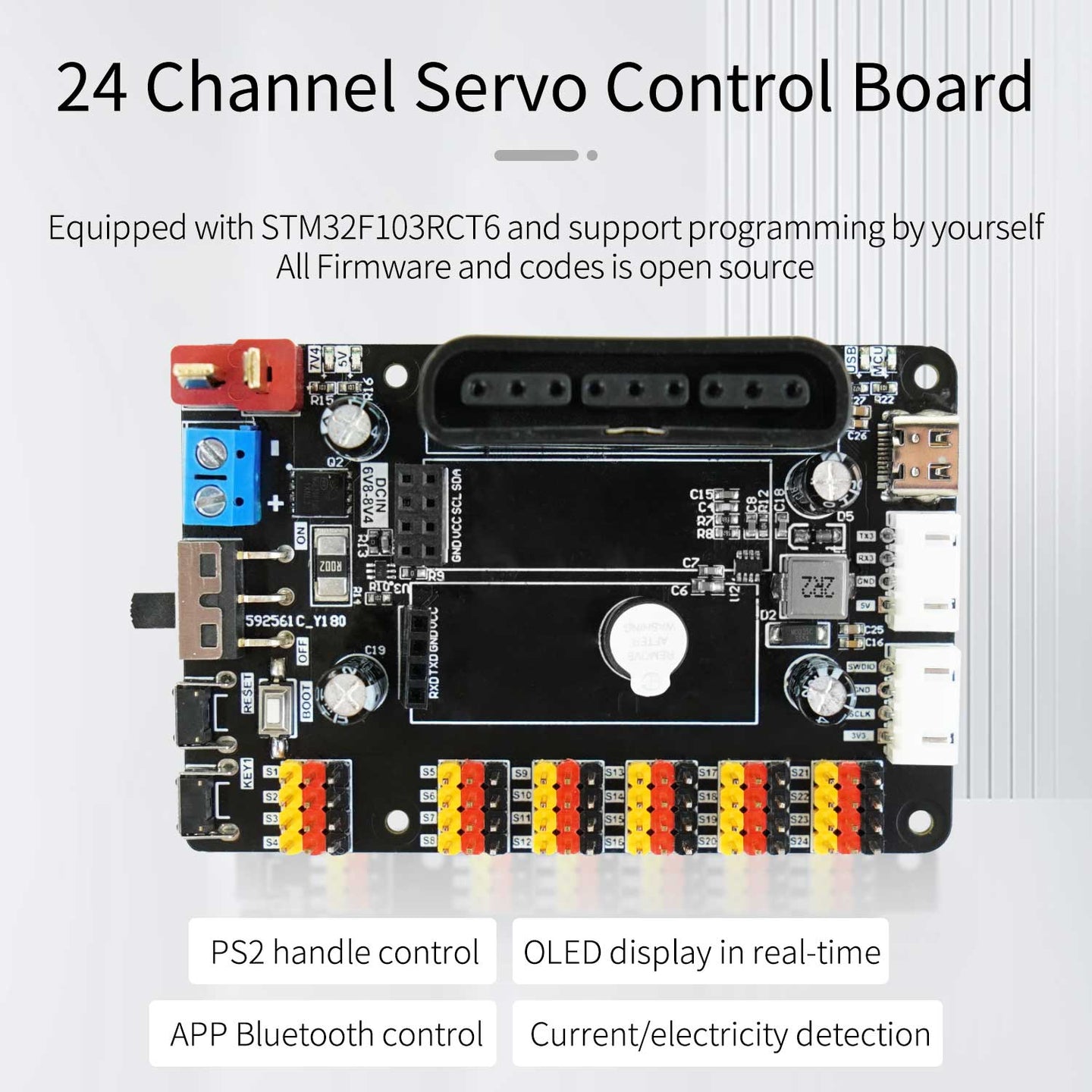 Carte de débogage de contrôle servo PWM double 24 canaux Yahboom pour la robotique intelligente DIY