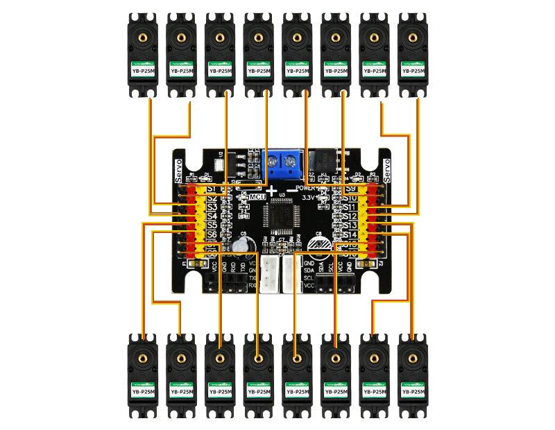 Yahboom 16-channel PWM servo control debugging board support Bluetooth 4.0 APP control robotic arm - Yahboom