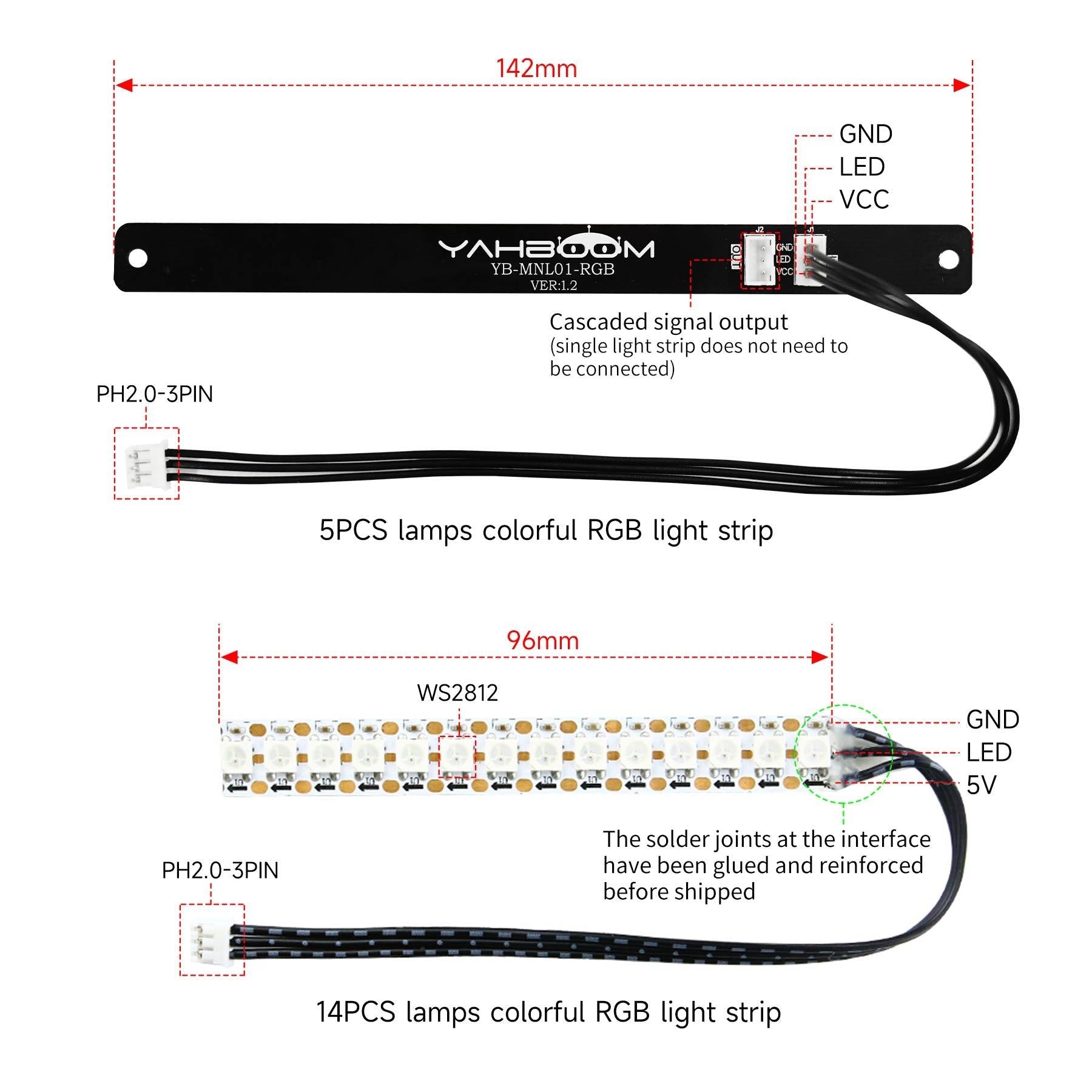 5PCS/14PCS Lamp programmable RGB Light Bar Strip for Robot can support RaspberryPi Microbit - Yahboom