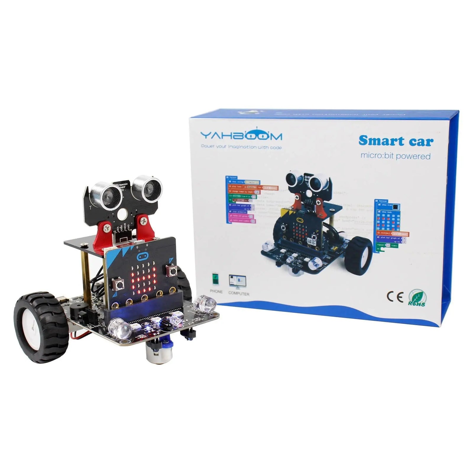 Microbit Car Kit Support MakeCode Programming APP IR Control | Yahboom