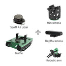 Yahboom Transbot without Jetson NANO but with accessories like depth camera, HD camera and robotic arm.