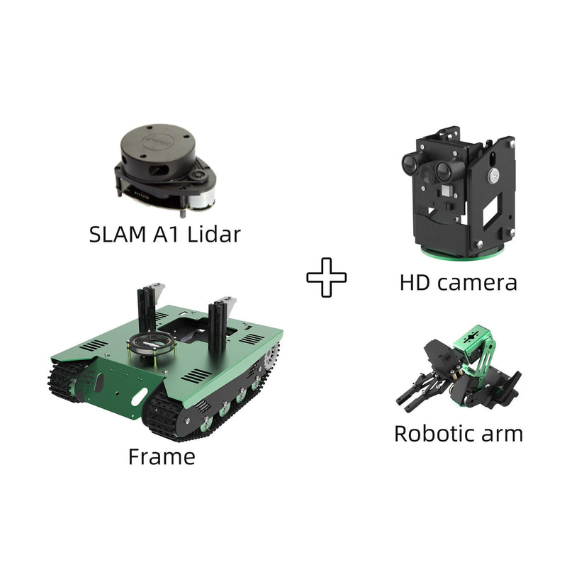 Yahboom Transbot with SLAMA1 Lidar, HD camera , robotic arm and Frame.