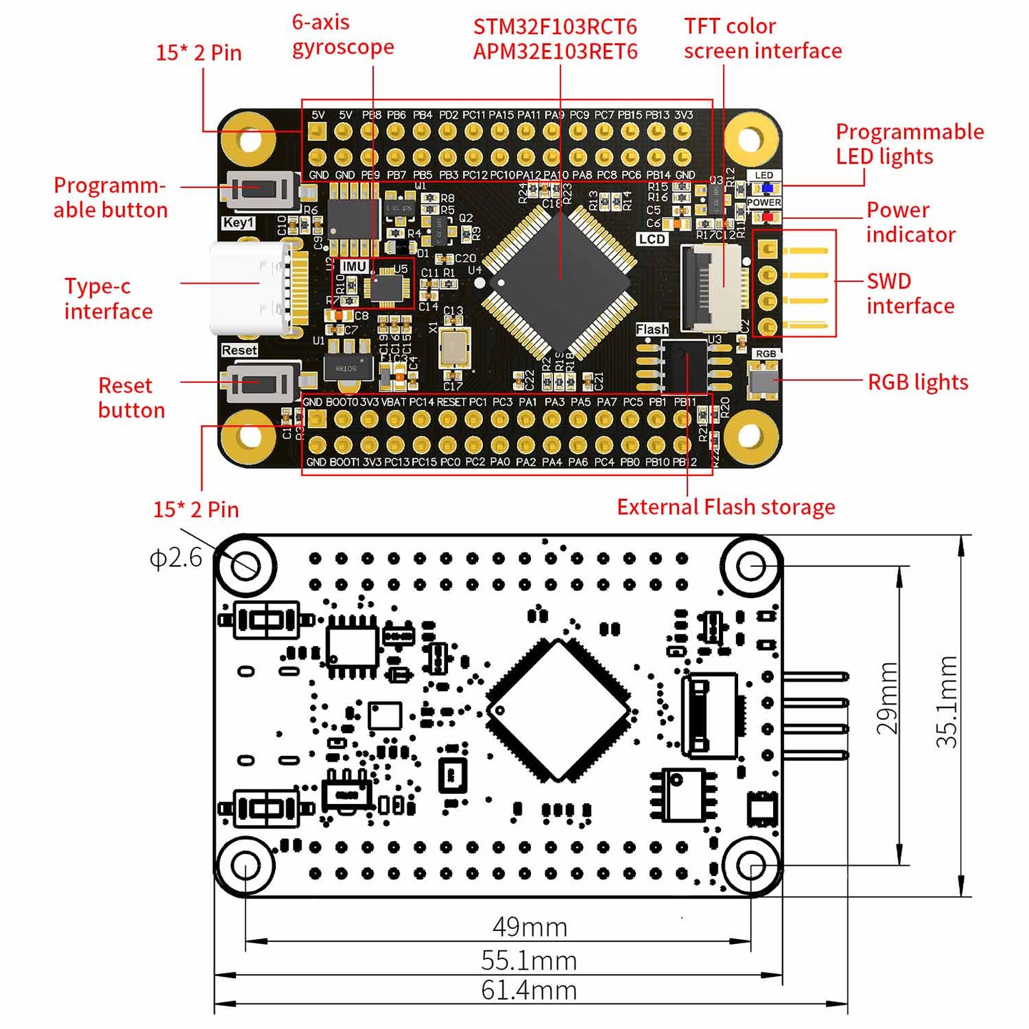 STM32F103RCT6 STM32F103C8T6 Core Board