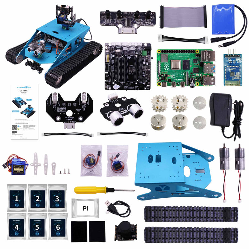 G1 AI Vision Smart Tank Robot Kit with WiFi video camera for Raspberry Pi 4B