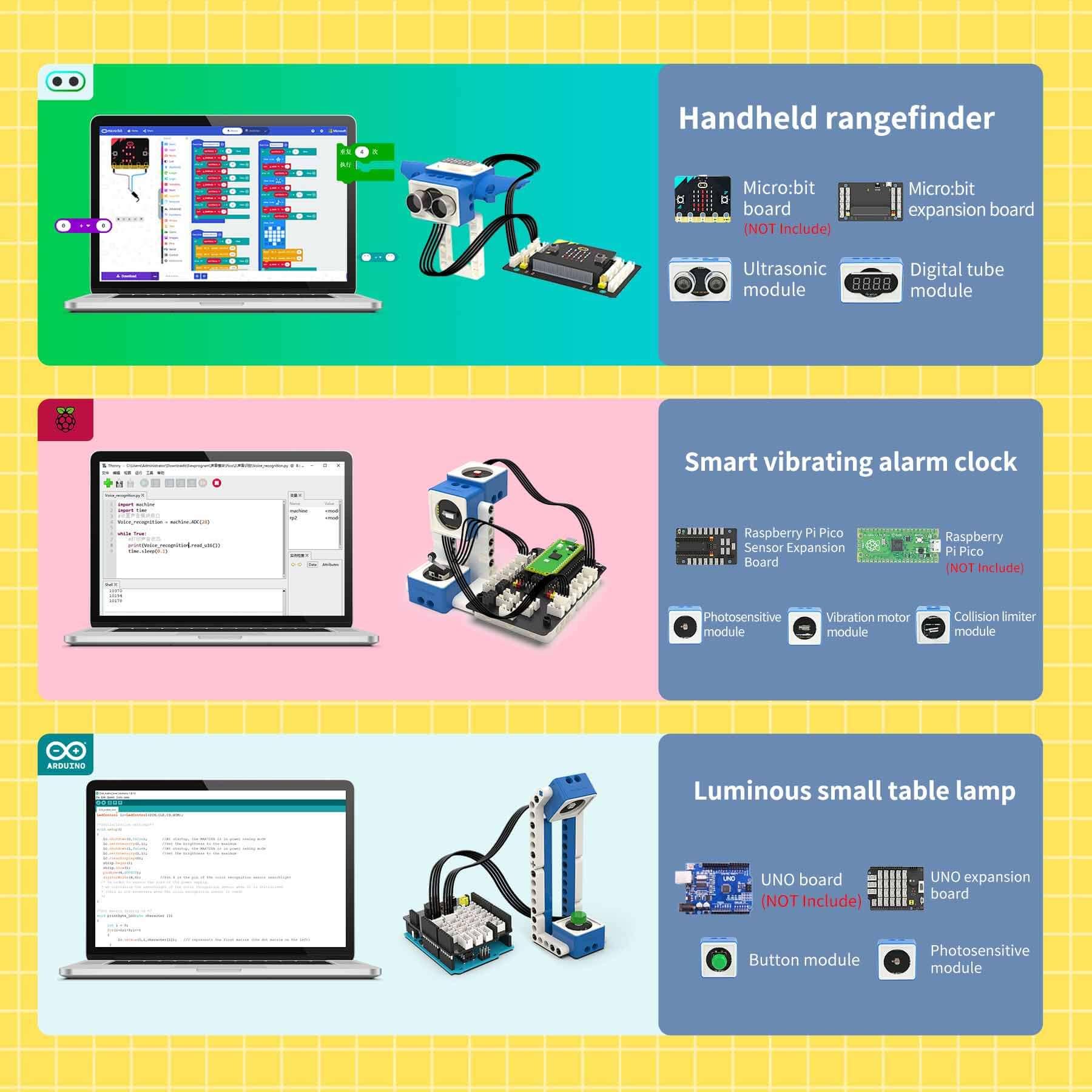 World of Module Series optional building block sensor kit compatible with Micro:bit V2/V1.5 Arduino UNO Raspberry Pi Pico - Yahboom